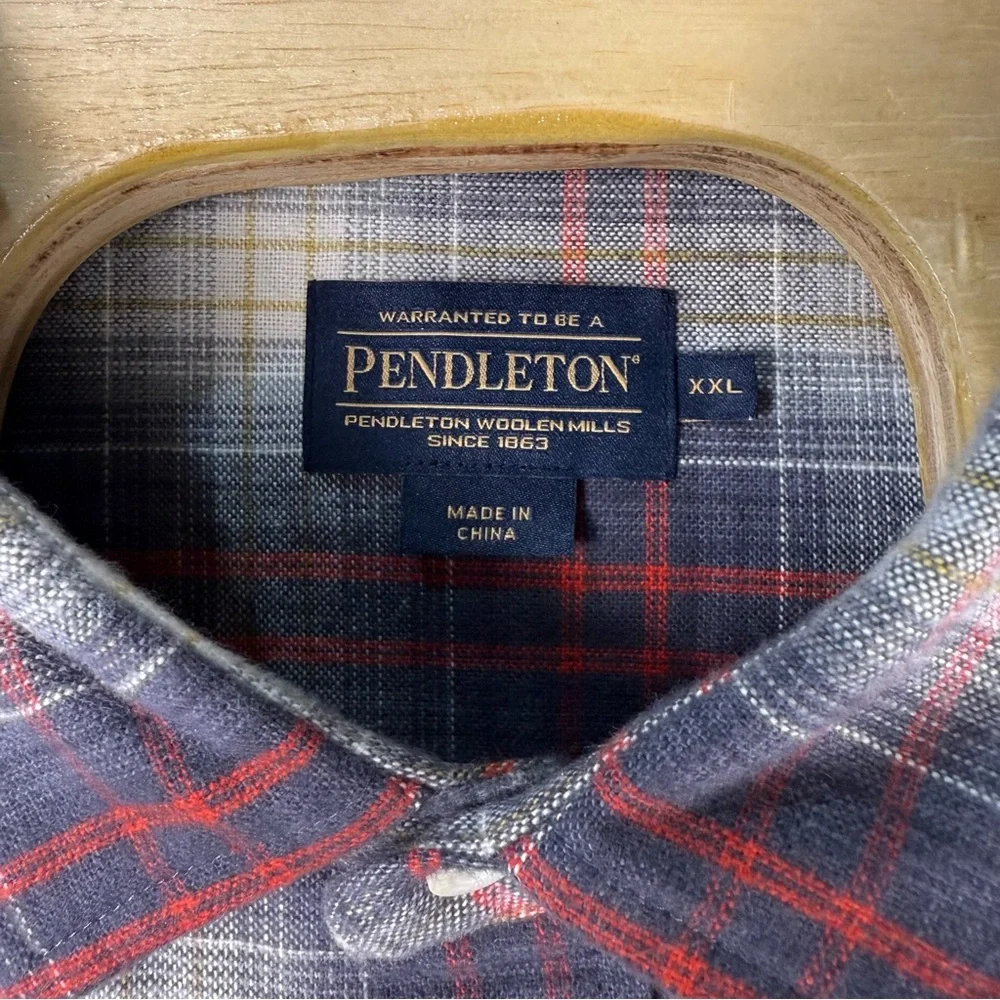 Pendleton‎ Pearl Snap Flannel Shirt Men’s XXL Red Grey Plaid Western Button Up